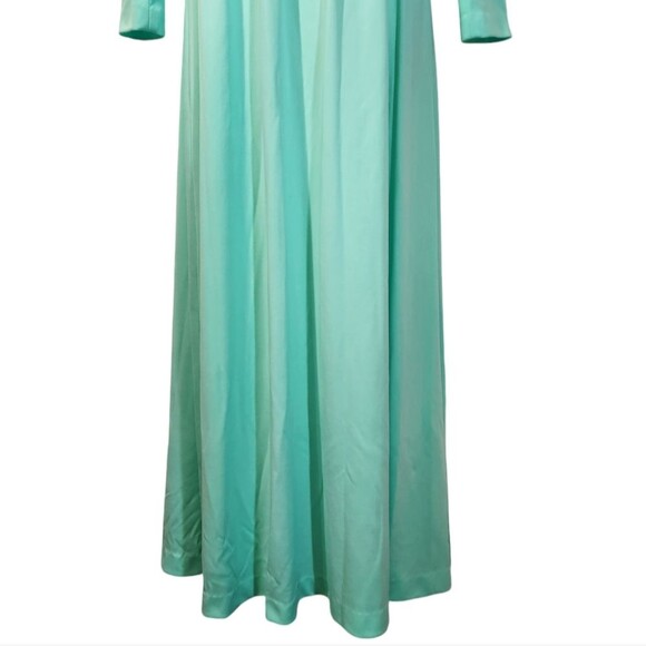 Vintage 70s Dress Disco Mod Long Sleeve Empire Waist Maxi Flowy Mint Green L - Picture 11 of 16